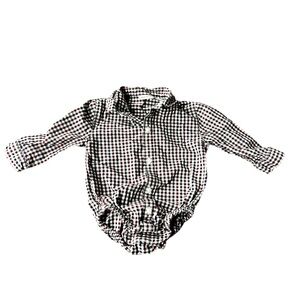 Janie And Jack Boys One Piece Shirt Button Up Bodysuit Red Blue Size 6-12 Month